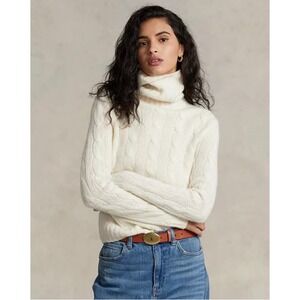 Ralph Lauren Ivory Cable Knit Turtleneck Sweater